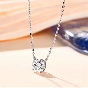 Moissanite Diamond Necklace 1/2 Carat 0.5 CTW Certified Gift Box & Certif…
